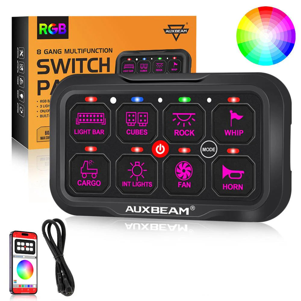 Panel de interruptores de 8 botones AR-800 RGB Auxbeam Switch Panel