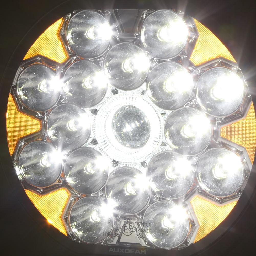 Par de Luces LED Blancas don DRL Ambar 360-PRO de 8.5 pulgadas 220W Auxbeam