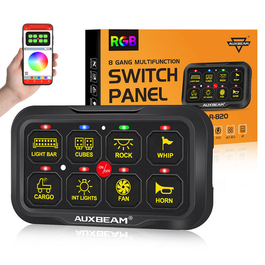 Panel de interruptores AR SERIES 6/8 GANG LED con App Auxbeam Switch Panel
