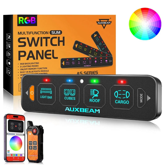 Panel de interruptores de 4 botones (delgado) AS-400 RGB, Auxbeam Switch Panel