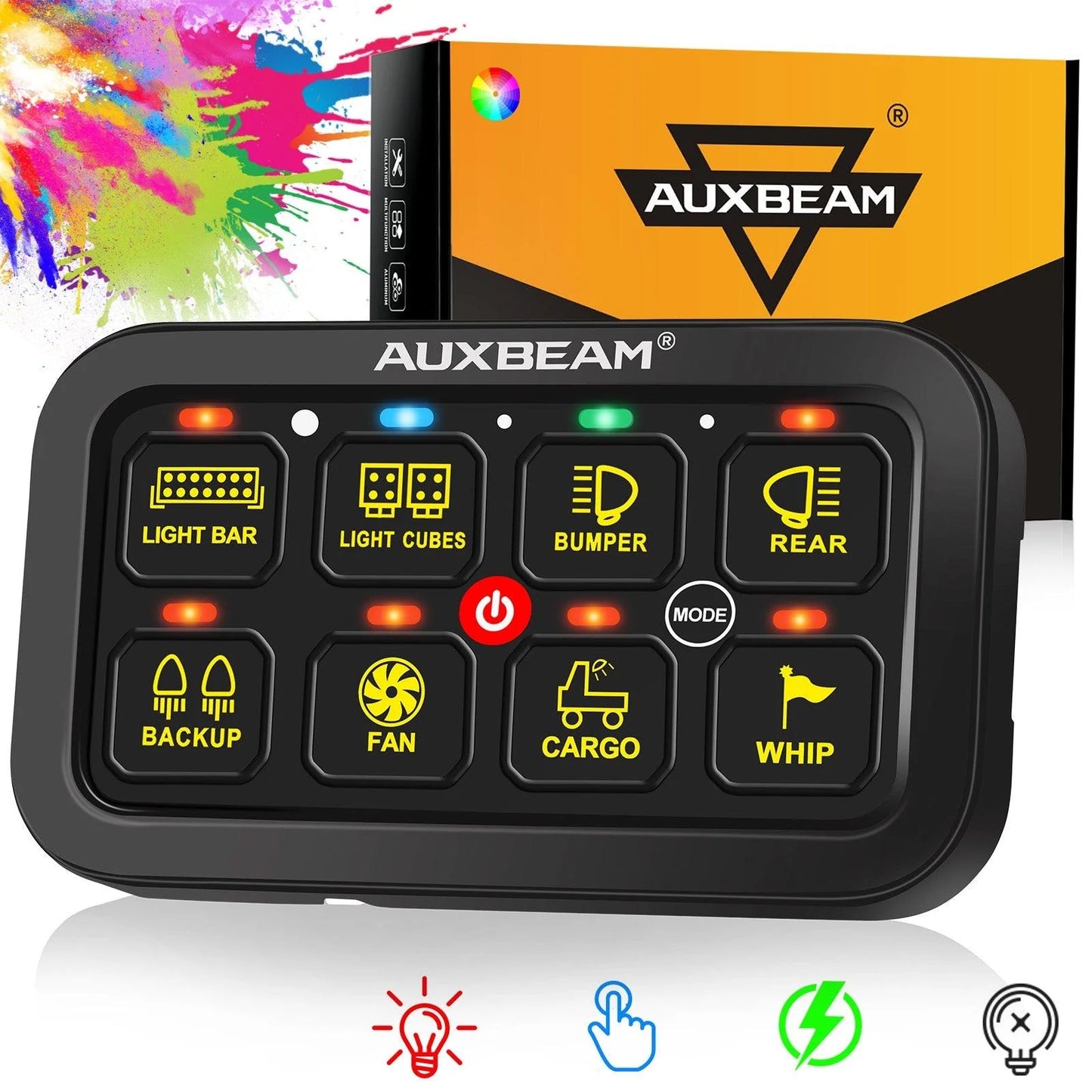Panel de interruptores de 8 botones RB80 RGB Auxbeam Switch Panel