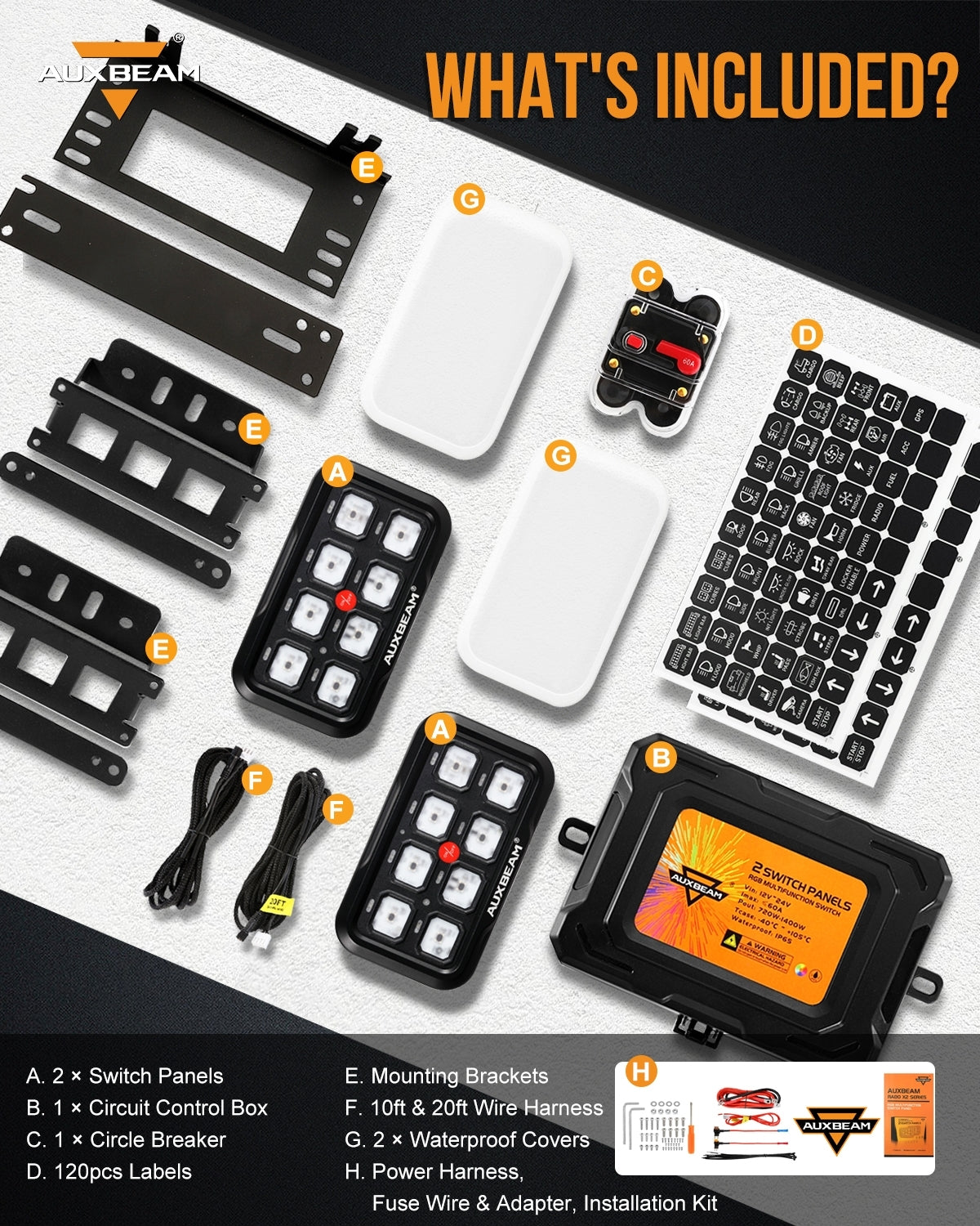 Panel de interruptores RGB SERIES 8 GANG LED Auxbeam Switch Panel