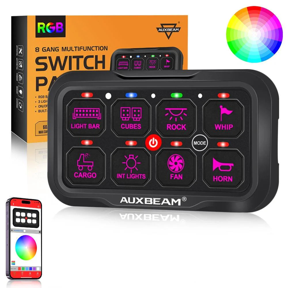 Panel de interruptores de 8 botones AR-800 RGB Auxbeam Switch Panel