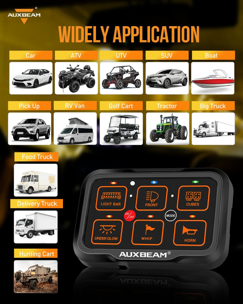 Panel de interruptores de 6 botones AR-600 RGB Auxbeam Switch Panel