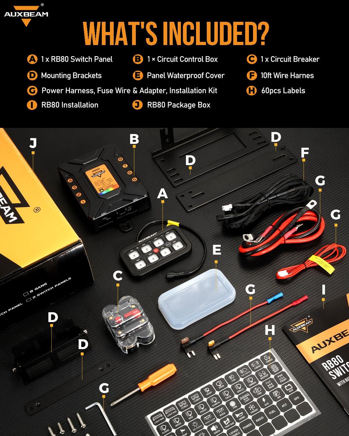 Panel de interruptores de 8 botones RB80 RGB Auxbeam Switch Panel