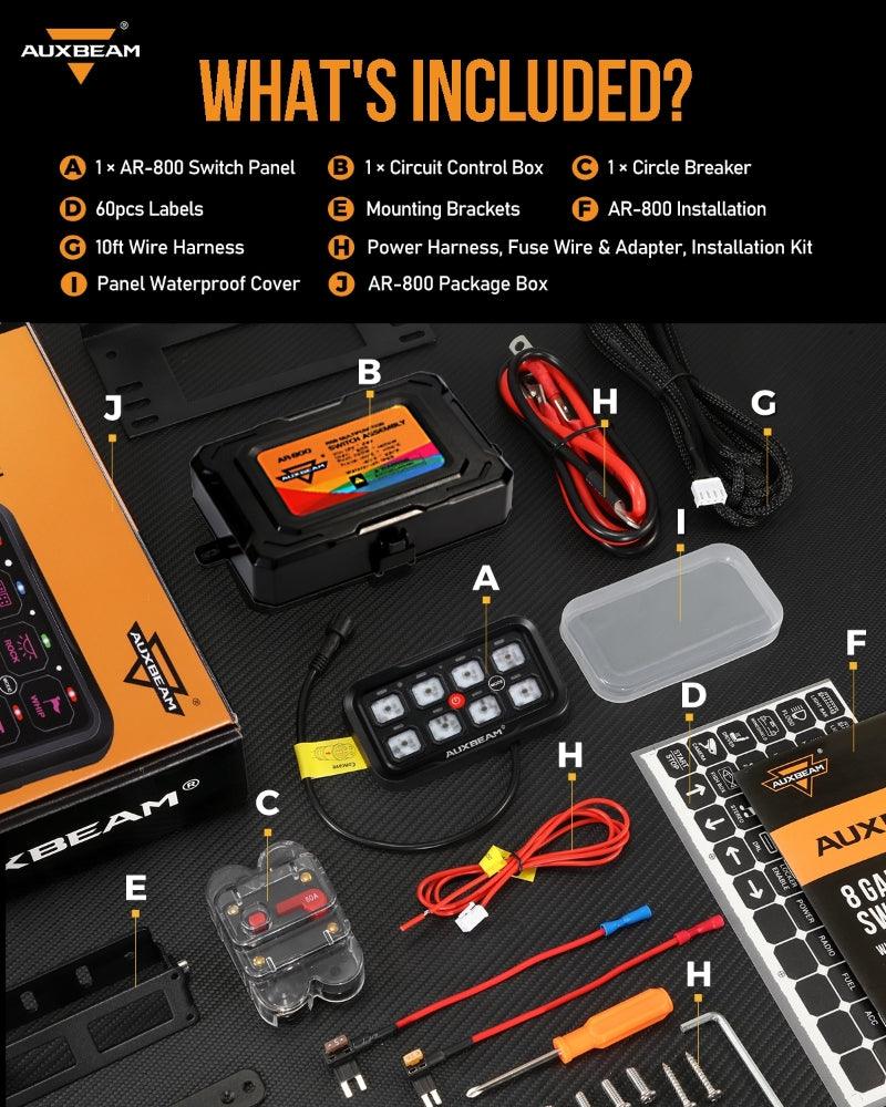 Panel de interruptores de 8 botones AR-800 RGB Auxbeam Switch Panel