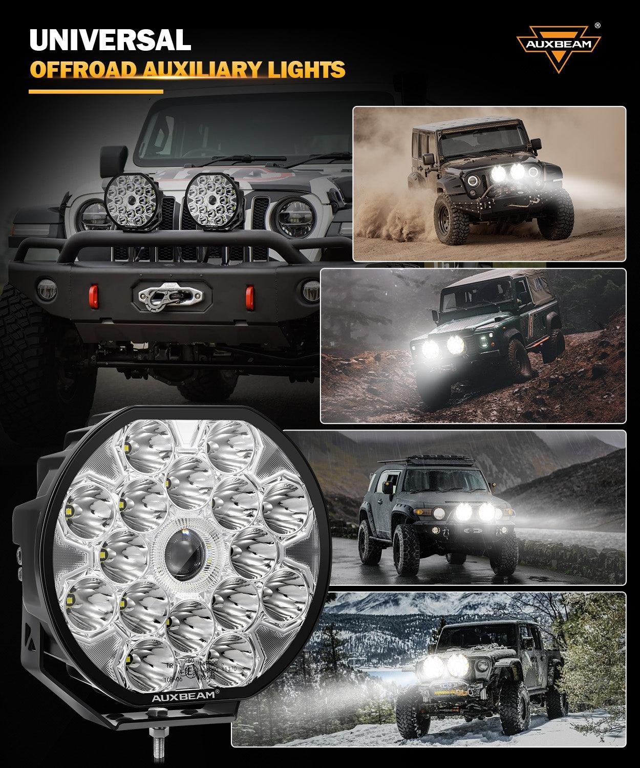 Par de Luces LED Blancas don DRL Ambar 360-PRO de 8.5 pulgadas 220W Auxbeam
