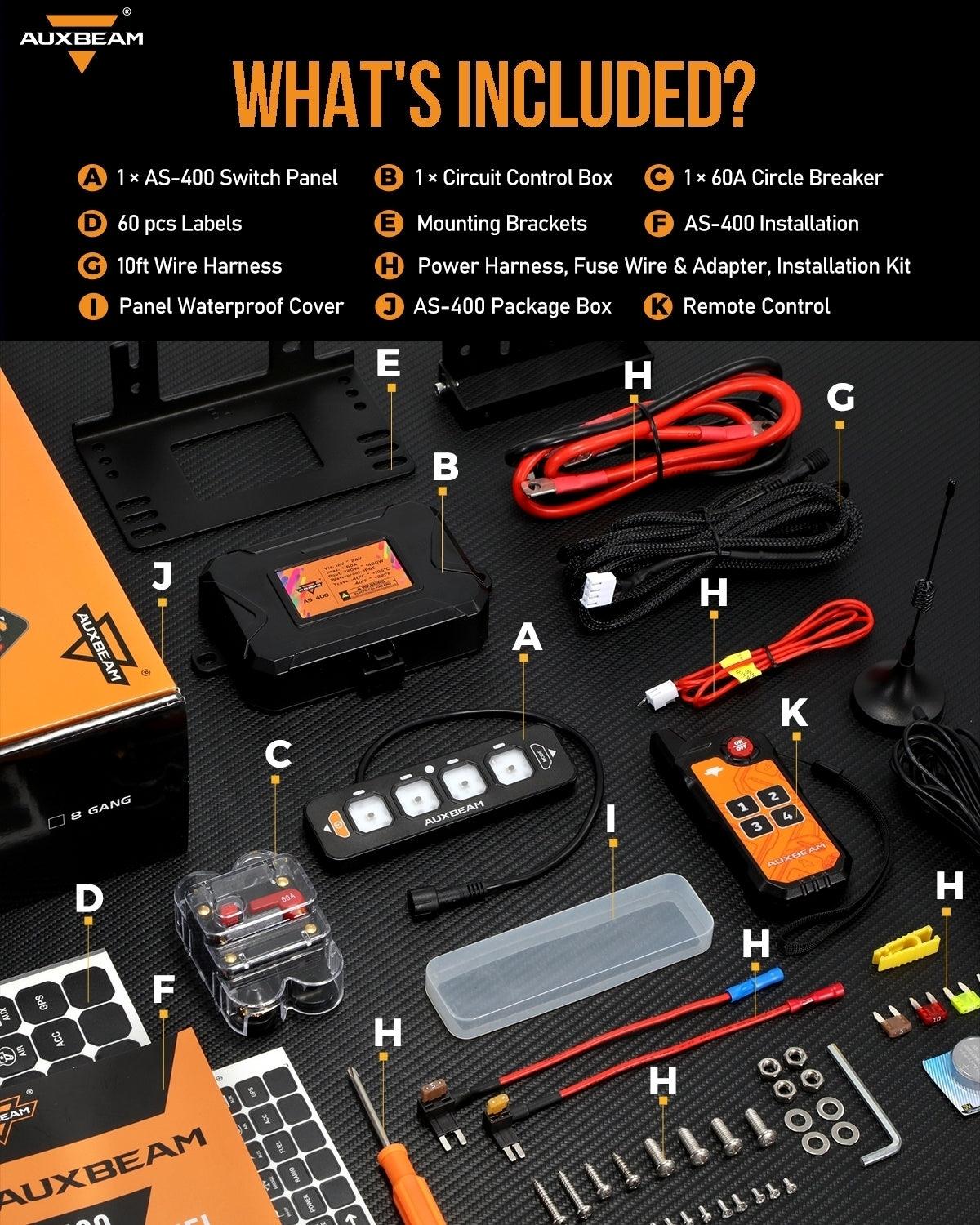 Panel de interruptores de 4 botones (delgado) AS-400 RGB, Auxbeam Switch Panel