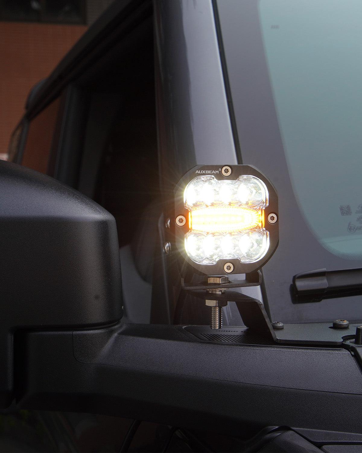 Par de Luces LED Blancas XP-Ultra de 3 pulgadas con Ambar 96W 6 modos Auxbeam