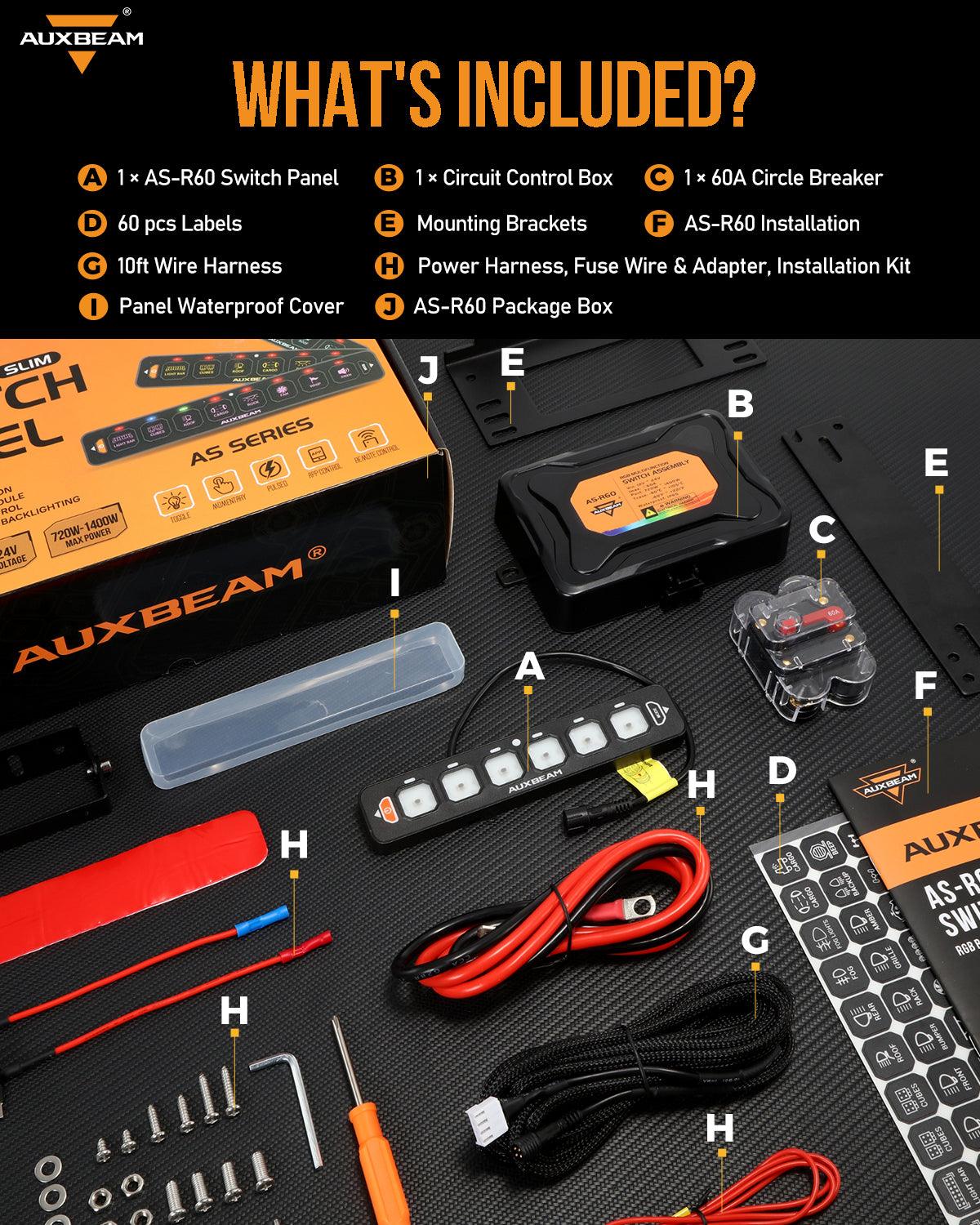 Panel de interruptores de 6 botones (delgado) RGB AS-R60 Auxbeam Switch Panel