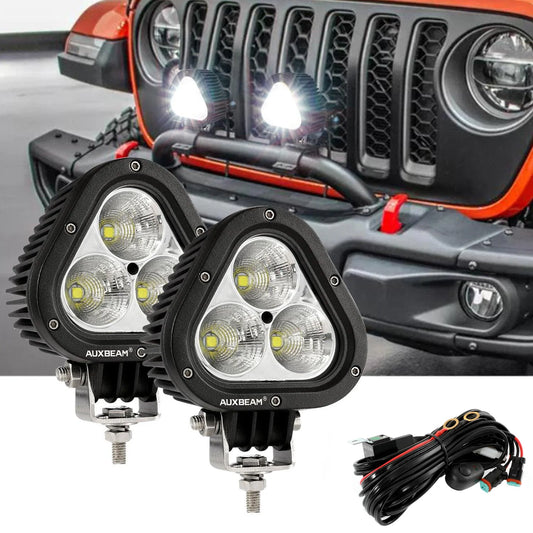 Par de Luces LED T4 de 4 pulgadas 90W Blancas Auxbeam