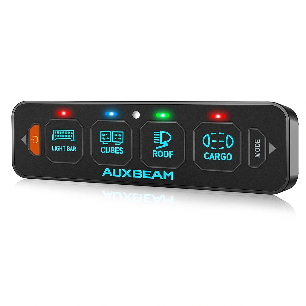 Panel de interruptores de 4 botones (delgado) AS-400 RGB, Auxbeam Switch Panel