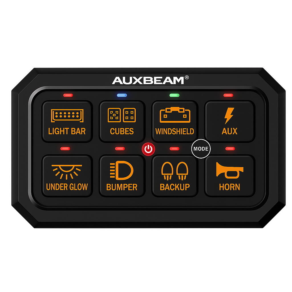 Panel de interruptores de 8 botones, RA80 XL RGB, (tamaño XL), Auxbeam Switch Panel