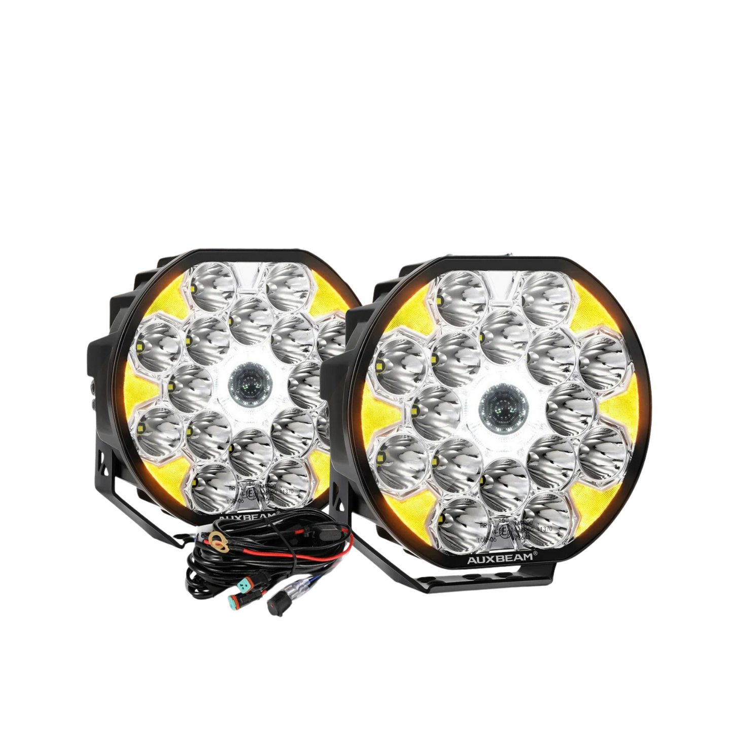 Par de Luces LED Blancas don DRL Ambar 360-PRO de 8.5 pulgadas 220W Auxbeam