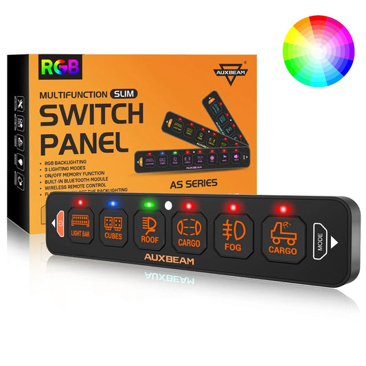 Panel de interruptores de 6 botones (delgado) RGB AS-R60 Auxbeam Switch Panel
