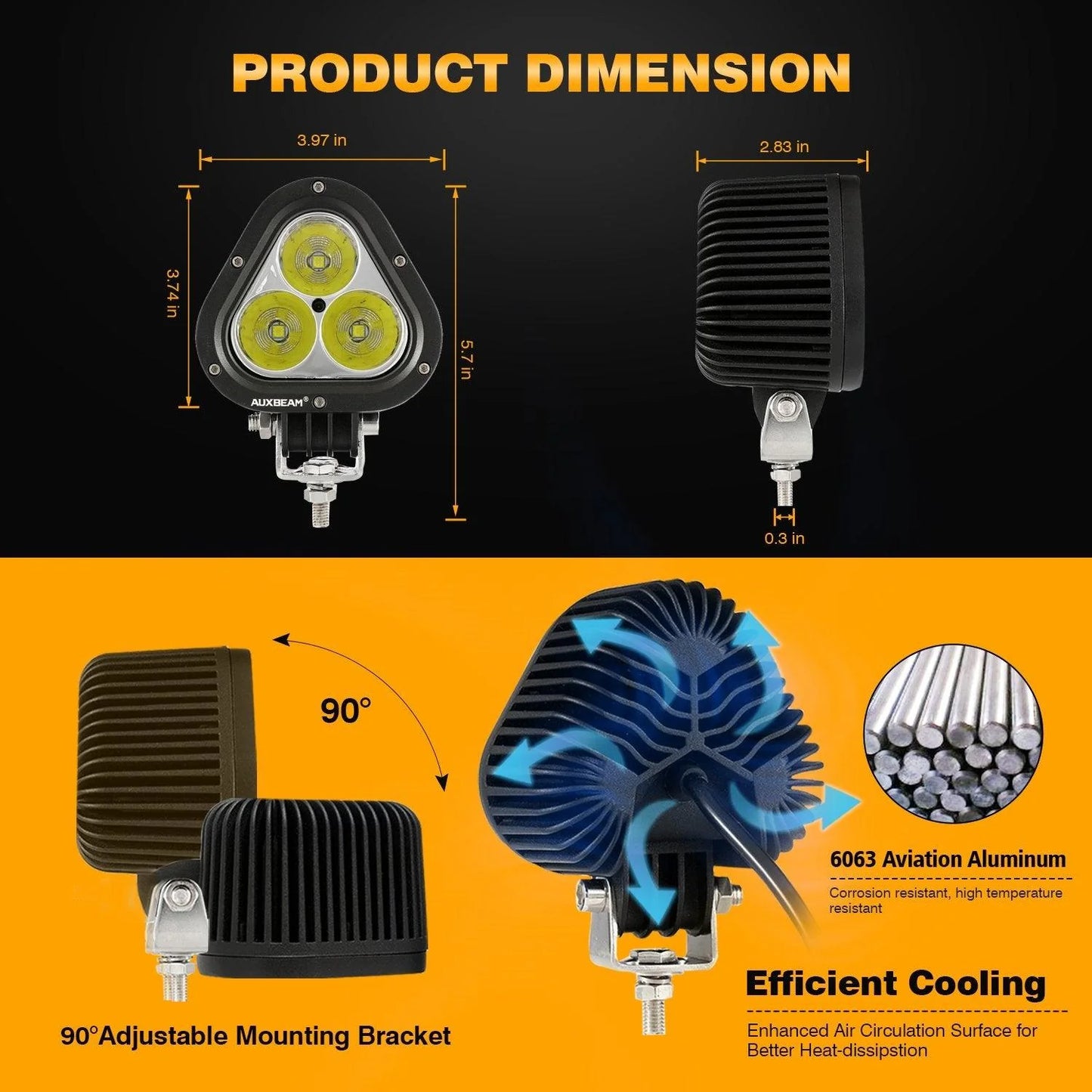 Par de Luces LED T4 de 4 pulgadas 90W Blancas Auxbeam
