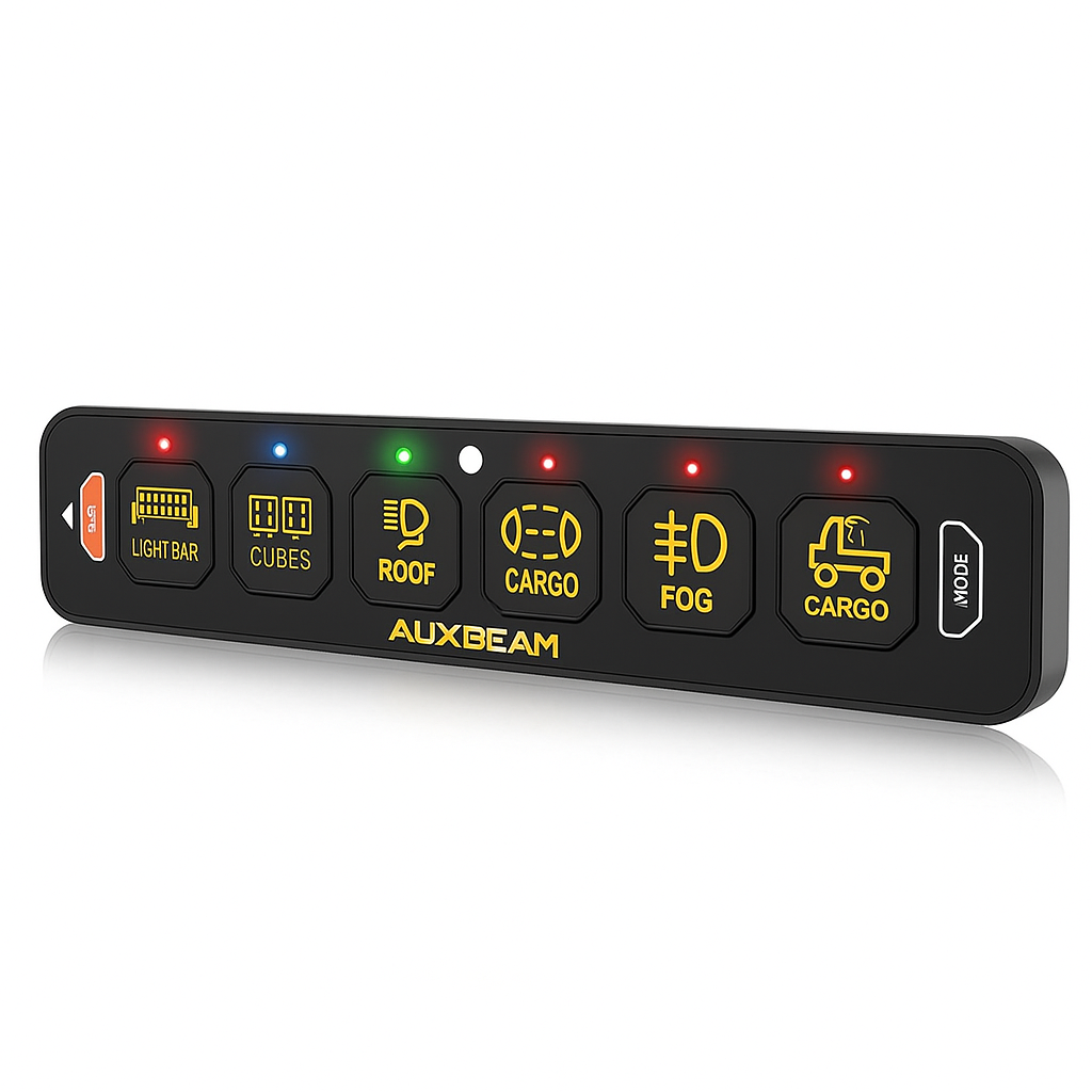 Panel de interruptores de 6 botones (DELGADO) RGB AS-600, Auxbeam Switch Panel