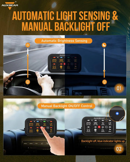 Panel de interruptores de 8 botones RA80 RGB Auxbeam Switch Panel