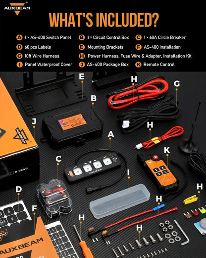 Panel de interruptores de 4 botones (delgado) AS-400 RGB, Auxbeam Switch Panel