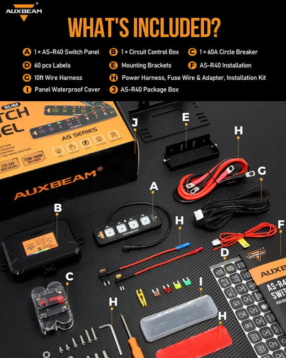 Panel de interruptores de 4 botones (delgado) RGB AS-R40, Auxbeam Switch Panel