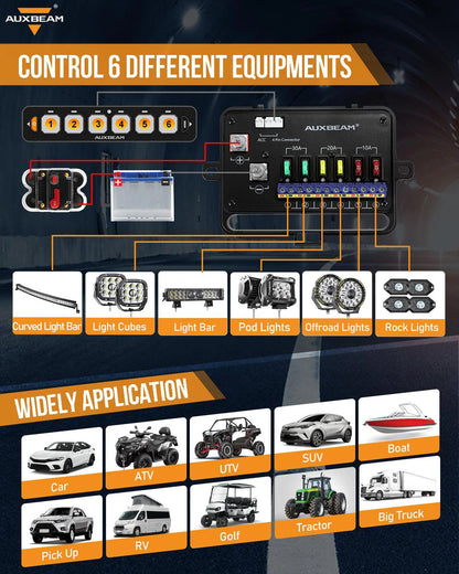 Panel de interruptores de 6 botones (delgado) RGB AS-R60 Auxbeam Switch Panel