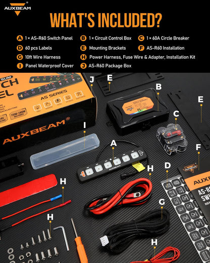 Panel de interruptores de 6 botones (delgado) RGB AS-R60 Auxbeam Switch Panel