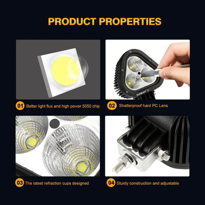 Par de Luces LED T4 de 4 pulgadas 90W Blancas Auxbeam