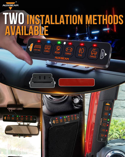 Panel de interruptores de 6 botones (DELGADO) RGB AS-600, Auxbeam Switch Panel