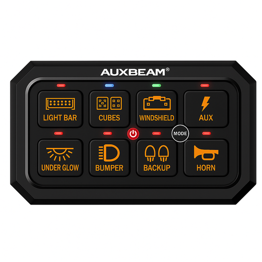 Panel de interruptores de 8 botones, RA80 XL RGB, (tamaño XL), Auxbeam Switch Panel
