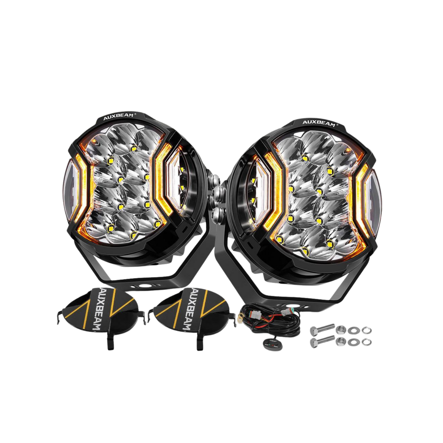 Par de Luces LED Blancas V-Ultra de 5 pulgadas con Ambar DRL 172W Auxbeam