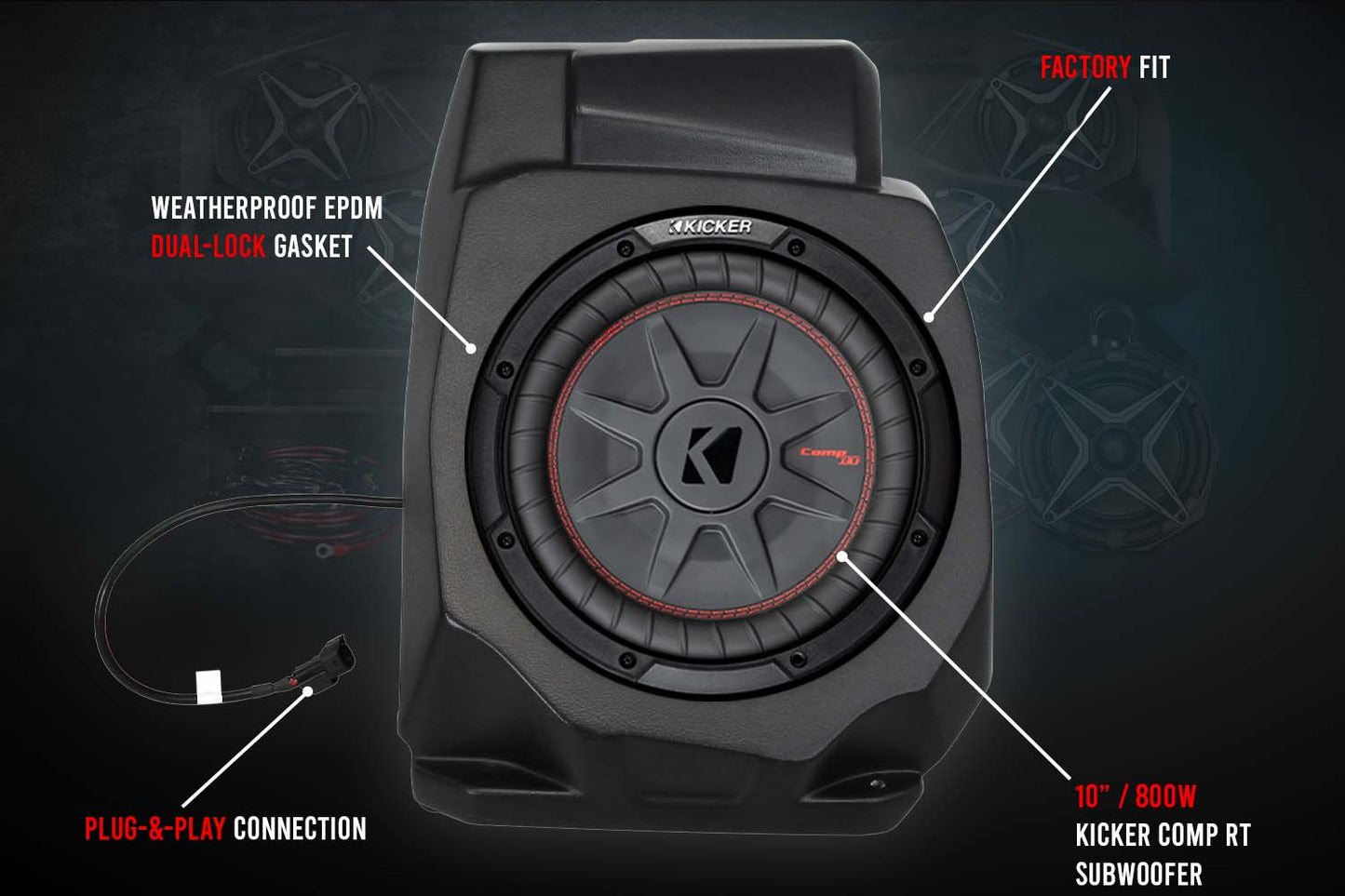 Caja para Subwoofer 10" para debajo del Tablero para Polaris RZR 200-RZ5-UD10U (no incluye subwoofer) SSV WORKS