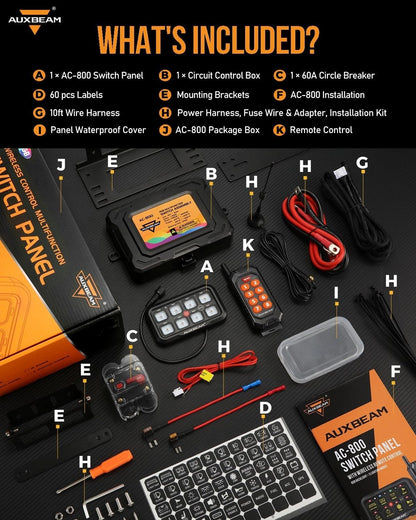 Panel de interruptores de 8 botones AC-800 RGB Auxbeam Switch Panel