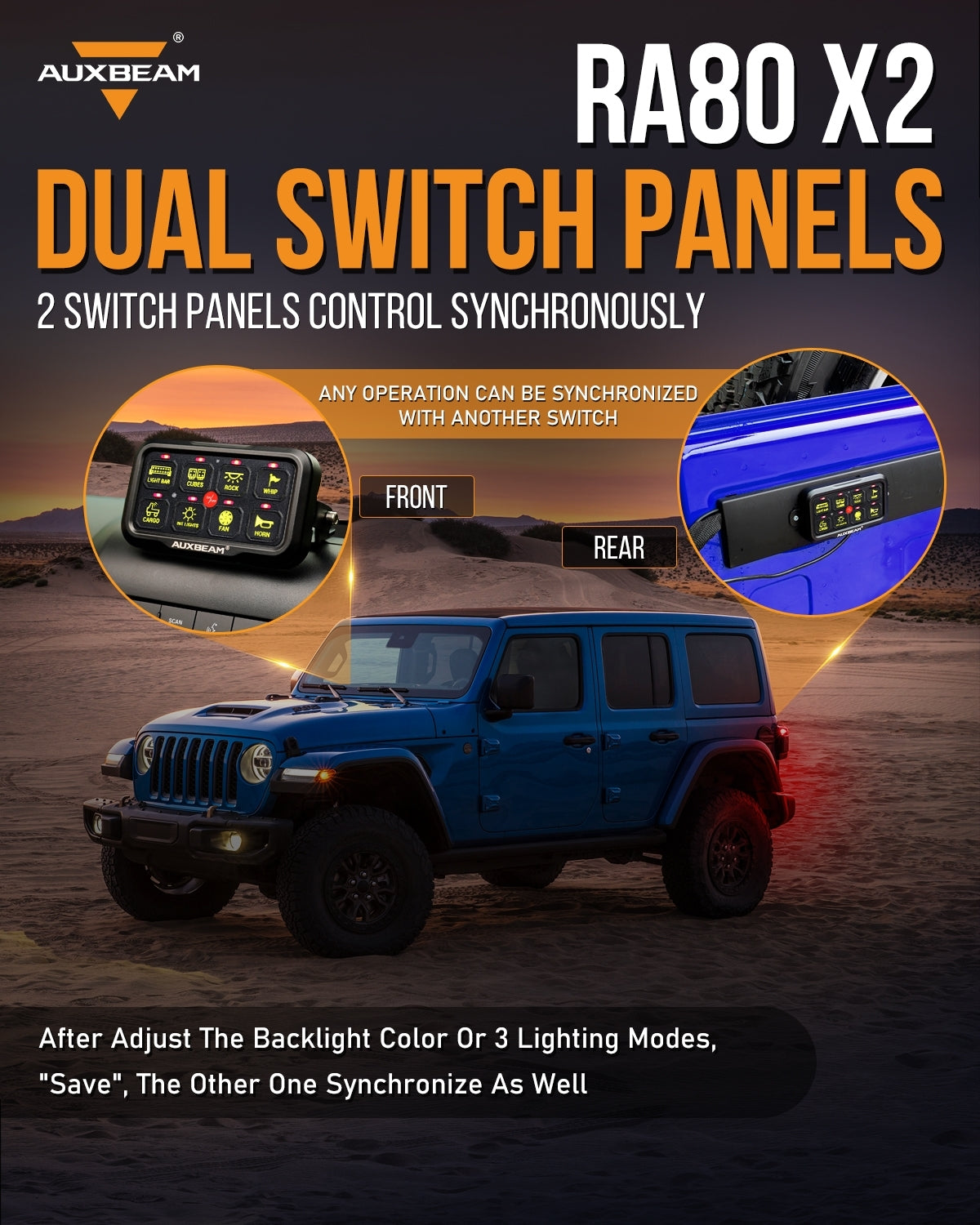 Doble Panel de interruptores RGB SERIES 8 GANG LED Auxbeam Switch Panel